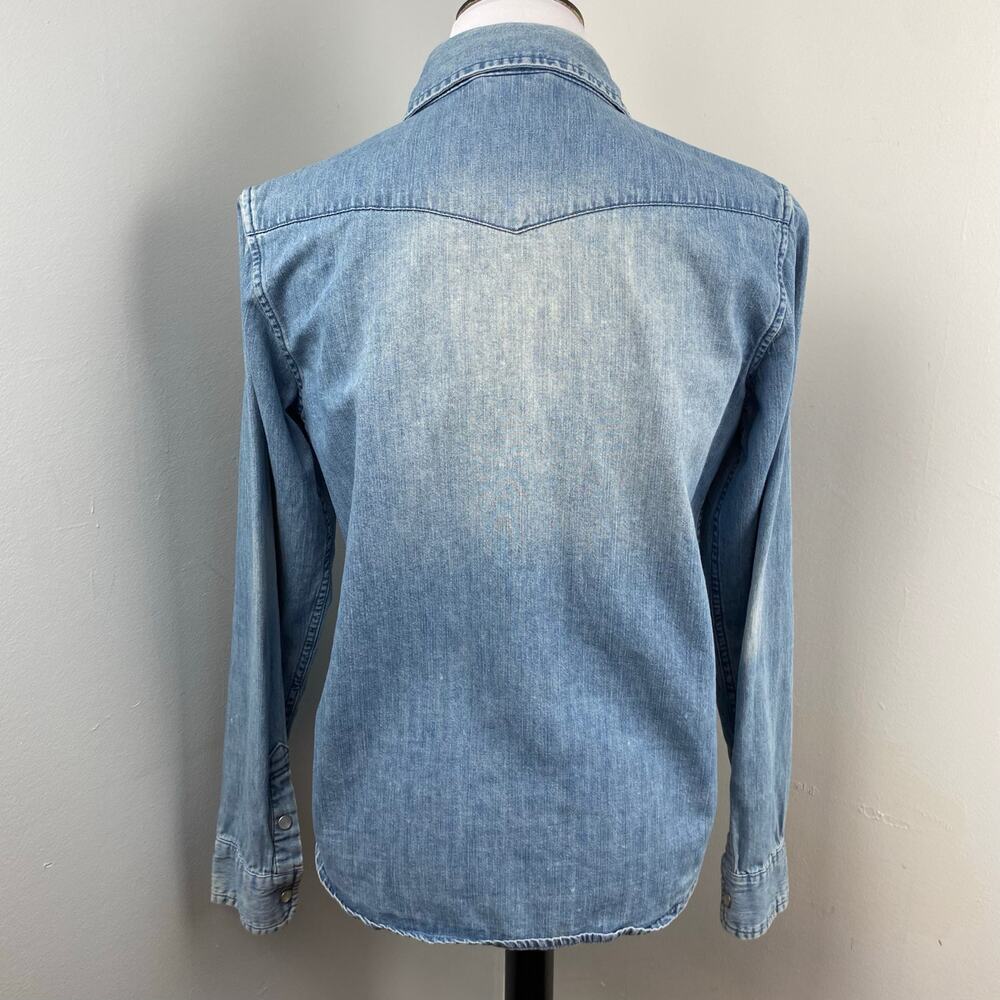 Garnet Hill Western Light Wash Button Up Denim Shirt Size 6 - Picture 6 of 8